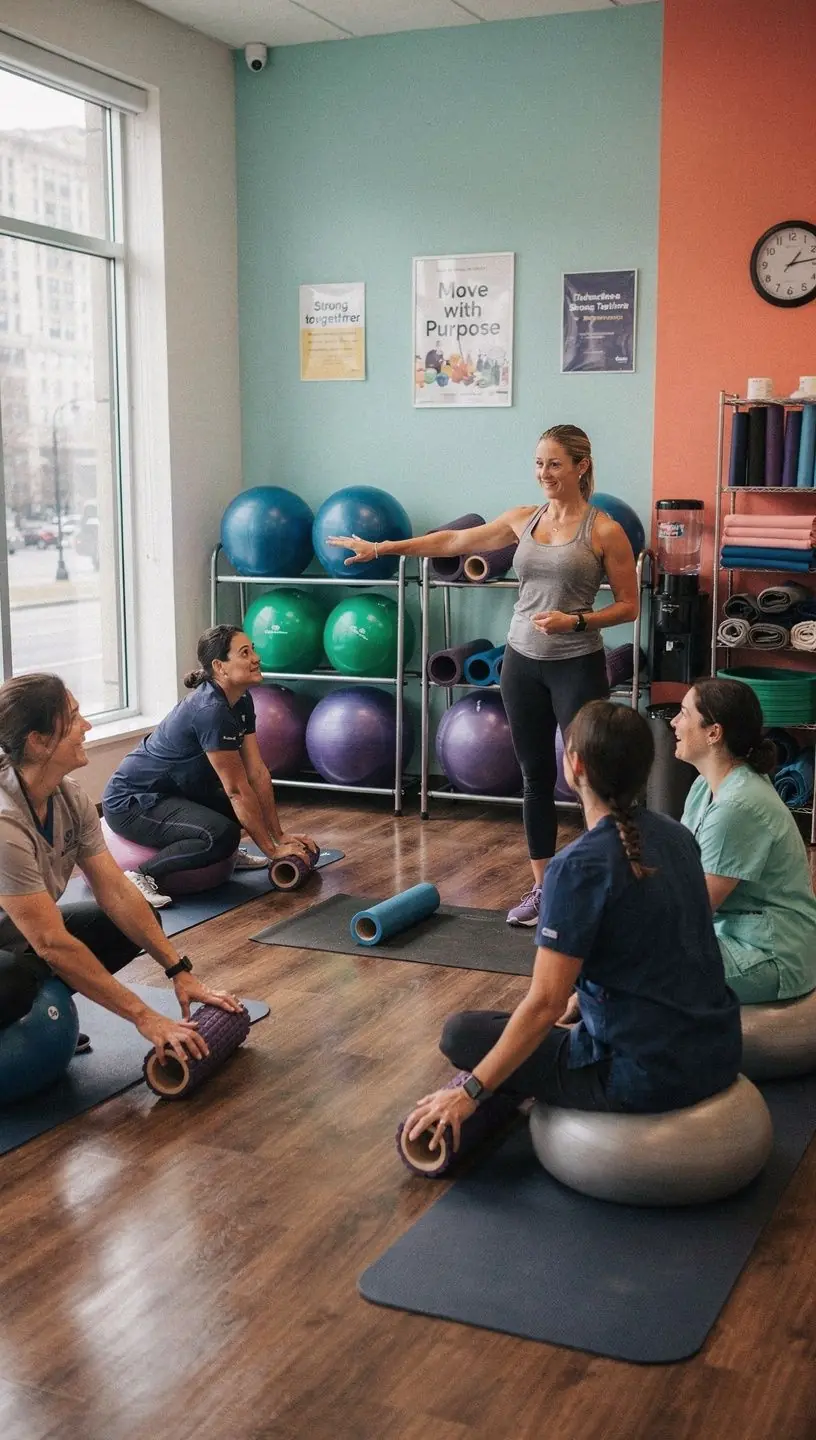Immagine di un'area attrezzata con macchine per il fitness e pesi liberi.